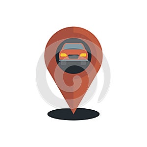 Hitchhiking car location icon flat isolated vector