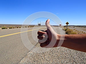 Hitchhiking in a road of Argentina