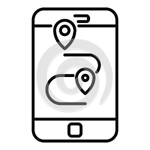 Hitchhiking smartphone route icon, outline style