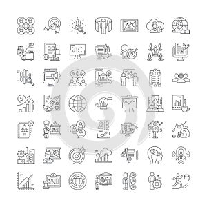 Hitech business linear icons, signs, symbols vector line illustration set
