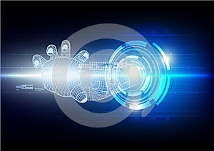 Hitech hand and technology background