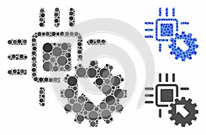Hitech processor and gear integration Mosaic Icon of Circles