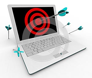 Hitting Bullseye on Computer Laptop