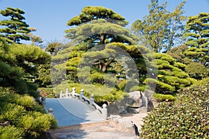 Hiunkaku Villa at Takamatsu Castle Tamamo Park in Takamatsu, Kagawa, Japan. The Castle originally