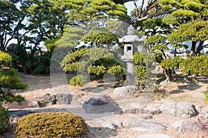 Hiunkaku Villa at Takamatsu Castle Tamamo Park in Takamatsu, Kagawa, Japan. The Castle originally