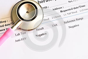 HIV negative test result