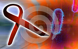 HIV ribbon and bacillus bacteria