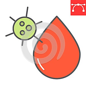 HIV virus color line icon, aids and coronavirus, covid-19 sign vector graphics, editable stroke filled outline icon, eps