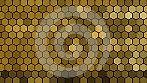 A hive for bees with a deep zoom on a pair of golden alveolus - animation