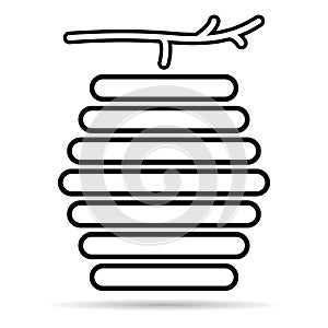 Hive natural shadow icon, bee web flat habitat sign, graphic vector illustration