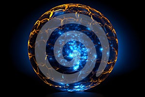 hive pattern wrap earth sphere,blue neon,digital element.GenerativeAI.