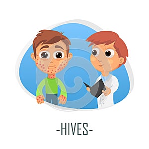 Hives medical concept. Vector illustration.