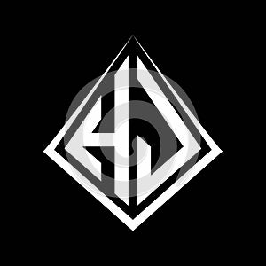 HJ logo letters monogram with prisma shape design template photo