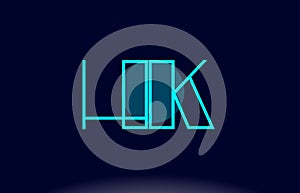 hk h k blue line circle alphabet letter logo icon template vector design