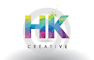 HK H K Colorful Letter Origami Triangles Design Vector.