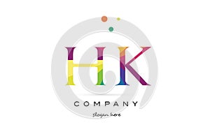 hk h k creative rainbow colors alphabet letter logo icon