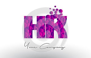 HK H K Dots Letter Logo with Purple Bubbles Texture.