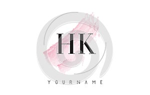 HK H K Watercolor Letter Logo Design with Circular Brush Pattern