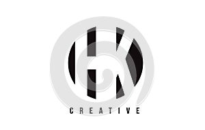 HK H K White Letter Logo Design with Circle Background.