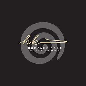 HK Initial Letter Logo - Handwritten Signature Logo