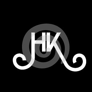 HK letter logo design on black background. HK creative initials letter logo concept. hh letter design. HK white letter design on