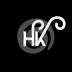 HK letter logo design on black background. HK creative initials letter logo concept. hh letter design. HK white letter design on