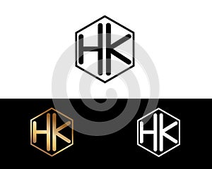 HK letters linked with hexagon shape logo