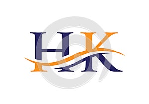 HK logo. Monogram letter HK logo design Vector. HK letter logo design with modern trendy photo