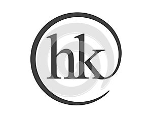 HK logo from two letter with circle shape email sign style. H and K round logotype of business company photo