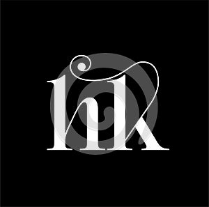 HK typography vector monogram in calligraphy style