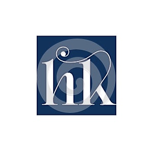 HK typography vector monogram in calligraphy style