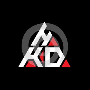 HKD triangle letter logo design with triangle shape. HKD triangle logo design monogram. HKD triangle vector logo template with red