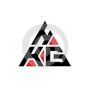 HKG triangle letter logo design with triangle shape. HKG triangle logo design monogram. HKG triangle vector logo template with red