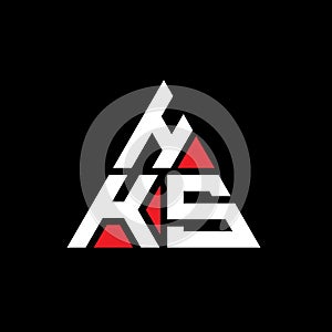 HKS triangle letter logo design with triangle shape. HKS triangle logo design monogram. HKS triangle vector logo template with red