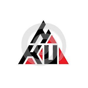 HKU triangle letter logo design with triangle shape. HKU triangle logo design monogram. HKU triangle vector logo template with red photo