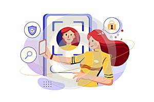 Face Lock Security Illustration concept