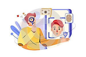 Biometric security Flat Illustration concept.