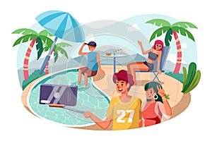 Outdoor Party Illustration concept. Flat illustration isolated on white background