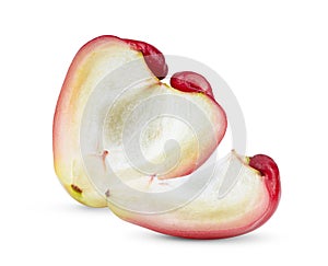 Hlaf rose apple isolated on white