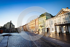 Hlavna street in sunshine, Kosice, Slovakia photo