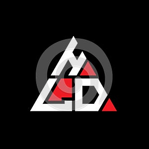 HLD triangle letter logo design with triangle shape. HLD triangle logo design monogram. HLD triangle vector logo template with red