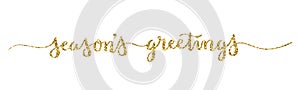 SEASON`S GREETINGS gold glitter brush calligraphy banner photo