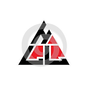 HLL triangle letter logo design with triangle shape. HLL triangle logo design monogram. HLL triangle vector logo template with red