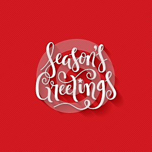 SEASON`S GREETINGS red and white brush calligraphy card