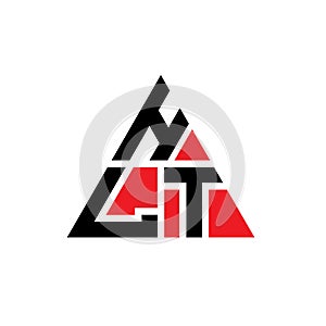 HLT triangle letter logo design with triangle shape. HLT triangle logo design monogram. HLT triangle vector logo template with red