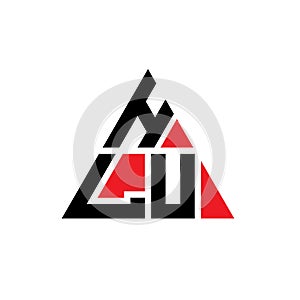 HLU triangle letter logo design with triangle shape. HLU triangle logo design monogram. HLU triangle vector logo template with red