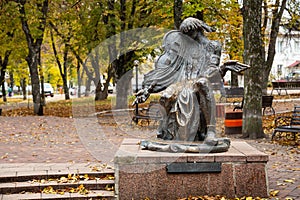 Hlukhiv, Ukraine - October 16, 2021: Monument to Maxim Berezovsky, a Russian and Ukrainian composer and opera singer who is known