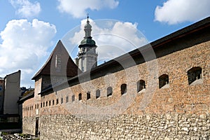 Hlyniany Gate and Bernardine Monastery and Church in city of Lviv, Ukraine