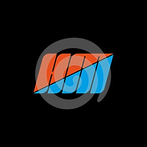 HM letter logo design on black background. HM creative initials letter logo concept. hm icon design. HM orange and blue letter