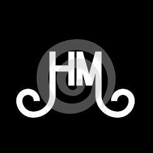 HM letter logo design on black background. HM creative initials letter logo concept. hm letter design. HM white letter design on